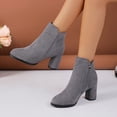thumbnail image 4 of JUSLIO Winter Boots for Women,Fashion Versatile Side Zip Mid Calf Boots Slouch Flat Heel Casual Dress Boots Boots, 4 of 5
