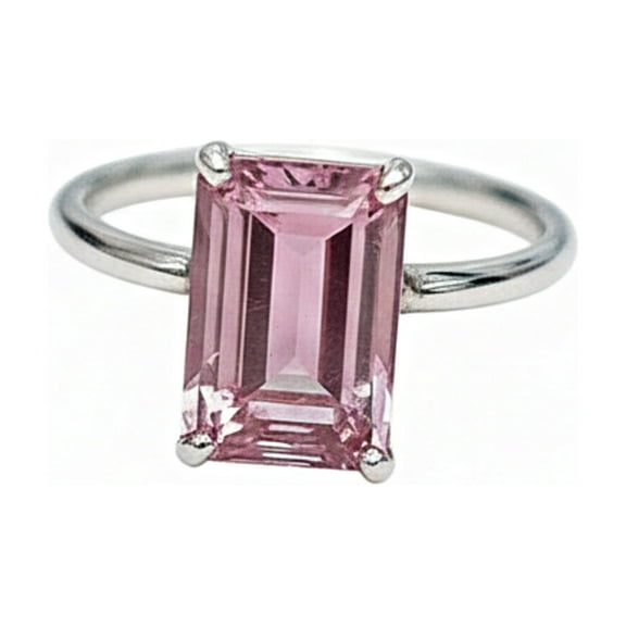 Pink Kunzite Statement Ring, Emerald Cut Gemstone Ring, Handmade 925 Sterling Silver Jewelry