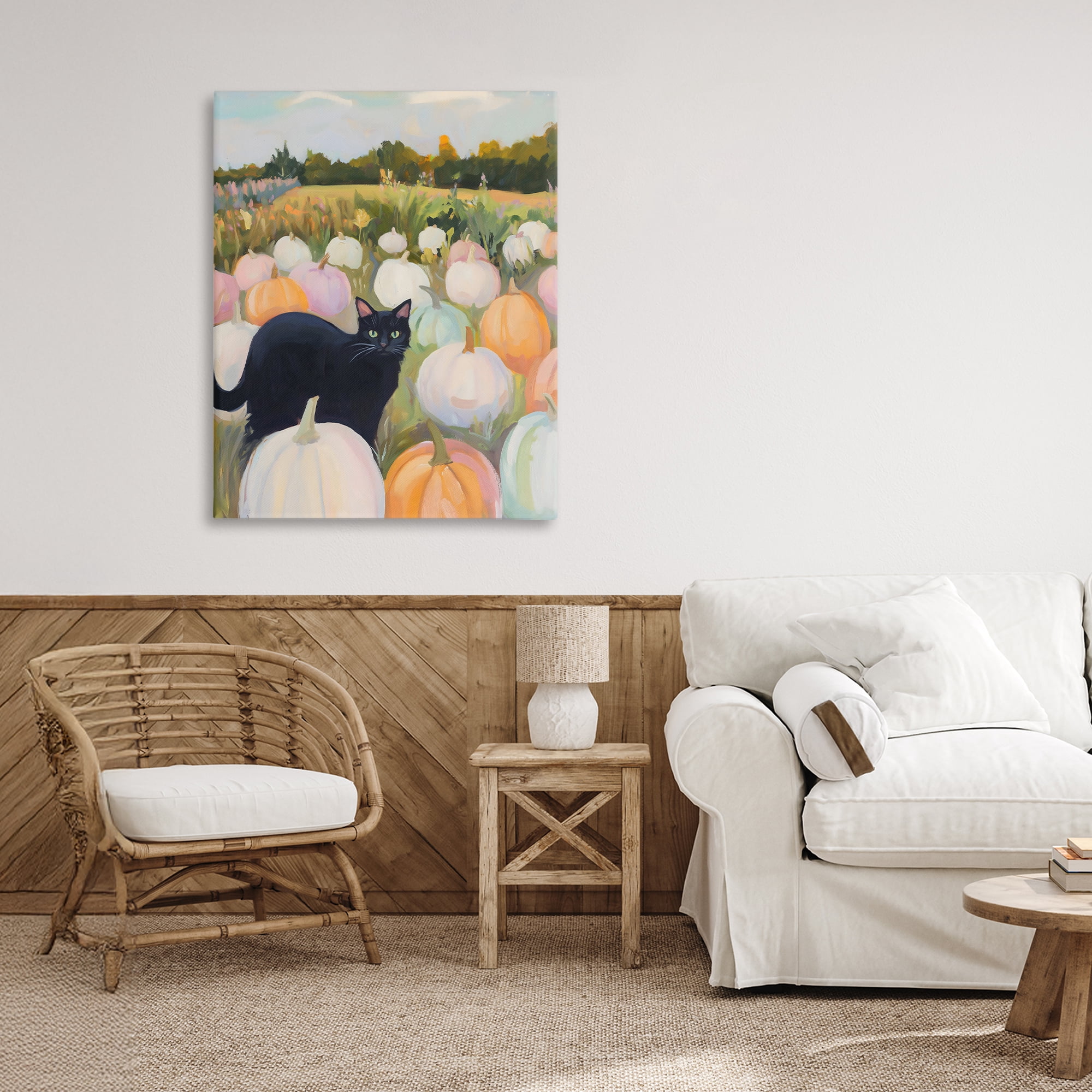 Stupell Industries Kitten & Pumpkins in Field Canvas Wall Art, design by The Prints Vibe