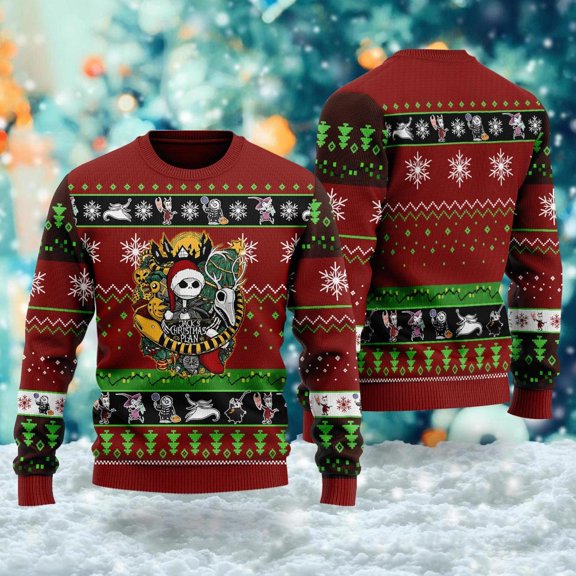 Nightmare Christmas 3D Ugly Sweater, Skeleton Nightmare Movie Xmas Sweatshirt, Before
