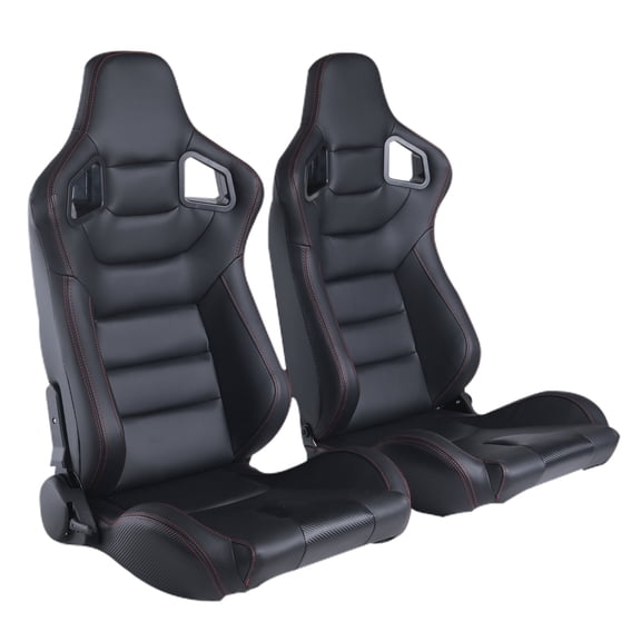 Car accessories RACING SEAT ALL BLACK SIMULATOR LEATHER WITH DOUBLE SLIDER 2PCS,Car accessories