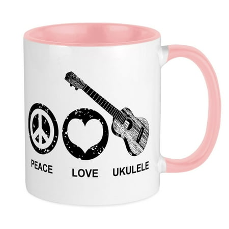 

CafePress - Peace Love Ukulele Mug - Ceramic Coffee Tea Novelty Mug Cup 11 oz