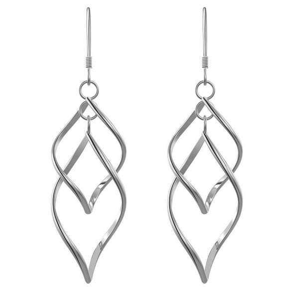 Boucles d'Oreilles Pendantes en Argent Sterling pour Femmes Filles Boucles d'Oreilles Classiques Doubles Linéaires A-Argent