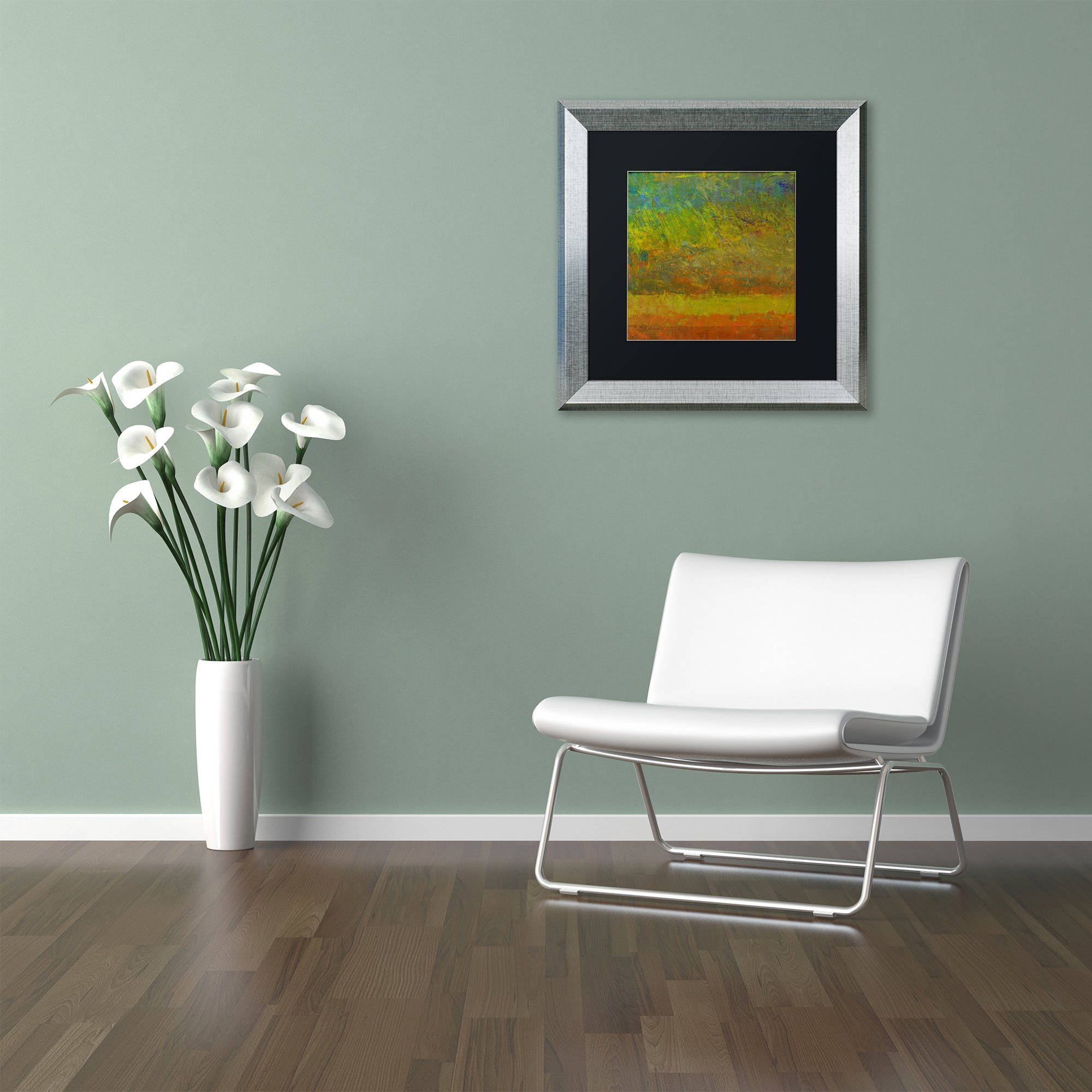 Trademark Fine Art "Golden Dawn" Canvas Art by Michelle Calkins, Black Matte, Silver Frame