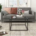 thumbnail image 4 of Gymax Glass Coffee Table 27.5 Inch Modern Square Metal Frame Living Room Transparent & Grey, 4 of 10