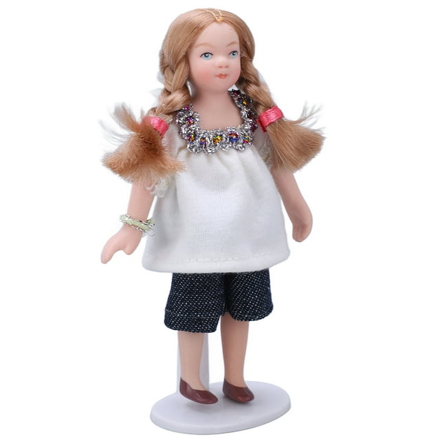 Muñeca de niña en miniatura de casa de muñecas Ticfox escala 1:12 porcelana