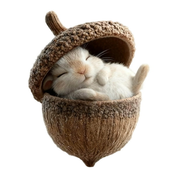 mfyjkho Adorno de bellota de animales del bosque, 8 cm, para árbol de Navidad con acabado de madera natural, decoración navideña para el hogar, 1 pieza