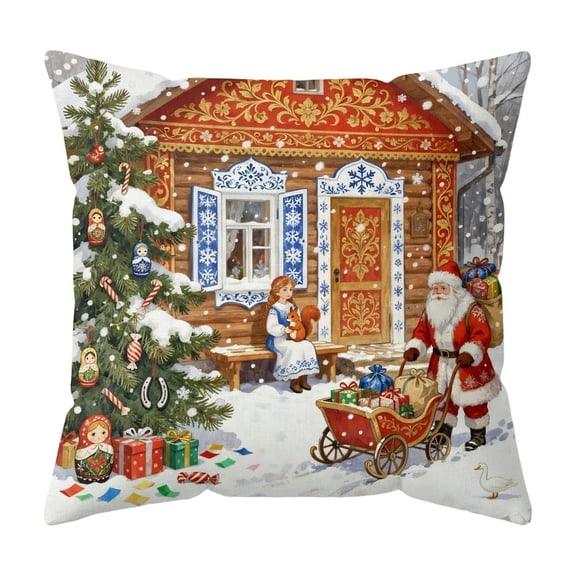 Christmas Animals Pillow Covers 18x18, Gifts for Animals Lovers, Merry Christmas Winter Animals Holiday Decorative Throw Pillow Covers for Couch Sofa Bedroom Living Room Home O