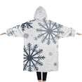 thumbnail image 2 of Oversized Wearable Blanket Hoodie,Blue Christmas Snowflake Pattern Sherpa Blanket Hoodie with Super Pockets,Super Warm Fuzzy Pullover for Women & Men, 2 of 6