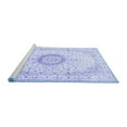 thumbnail image 2 of Ahgly Company Machine Washable Indoor Round Medallion Blue Traditional Area Rugs, 7' Round, 2 of 4