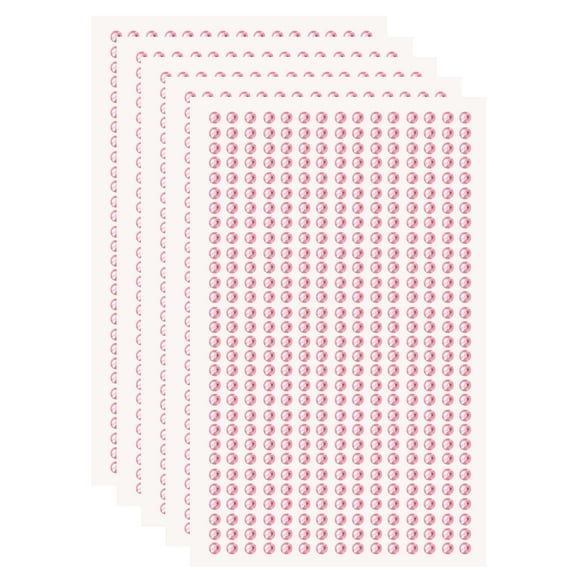 Uxcell 5 Sheet/2250pcs Rhinestone Adhesive Stickers Self Adhesive Acrylic Gem Sticker 3mm Plastic Face Bling Gem Stones Jewel for Nail Art Craft Clothes DIY Makeup Decoration, Light Pink