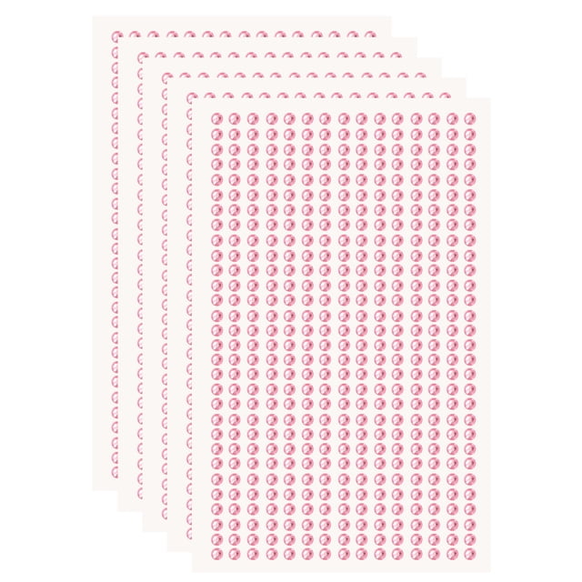Uxcell 5 Hojas/2250pcs Calcomanías de Rhinestone Autoadhesivas, Gemas Acrílicas de 3mm para Arte de Uñas y Decoración, Rosa Claro