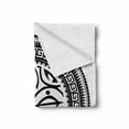 thumbnail image 2 of Black and White Soft Flannel Fleece Throw Blanket, Tribal Maori Culture Design with Dots and Curled Stripes Face, Cozy Plush for Indoor and Outdoor Use, 50" x 60", Black and White, by Ambesonne, 2 of 6