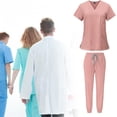 thumbnail image 4 of Female Scrub Set Nurse Workwear V Neckline Professional Machine Washable Top and Pants Work Clothing for Beauty Center, 4 of 7