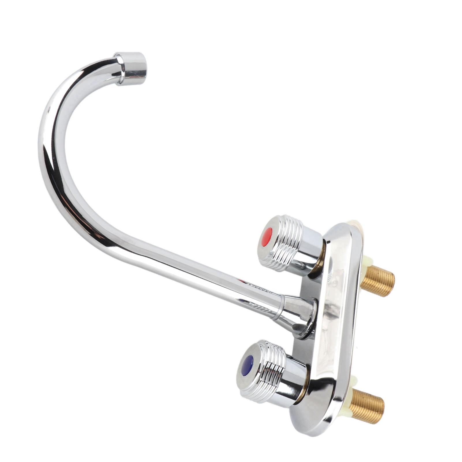 YAHHU 2 Handle Centerset Bathroom Faucet Water Saving Basin Tap for Kitchens Sink Bath Bathtub, Solid Copper Double Hole Hot Cold Mixer, Silver Finish, 10.6 in / 27 cm Length