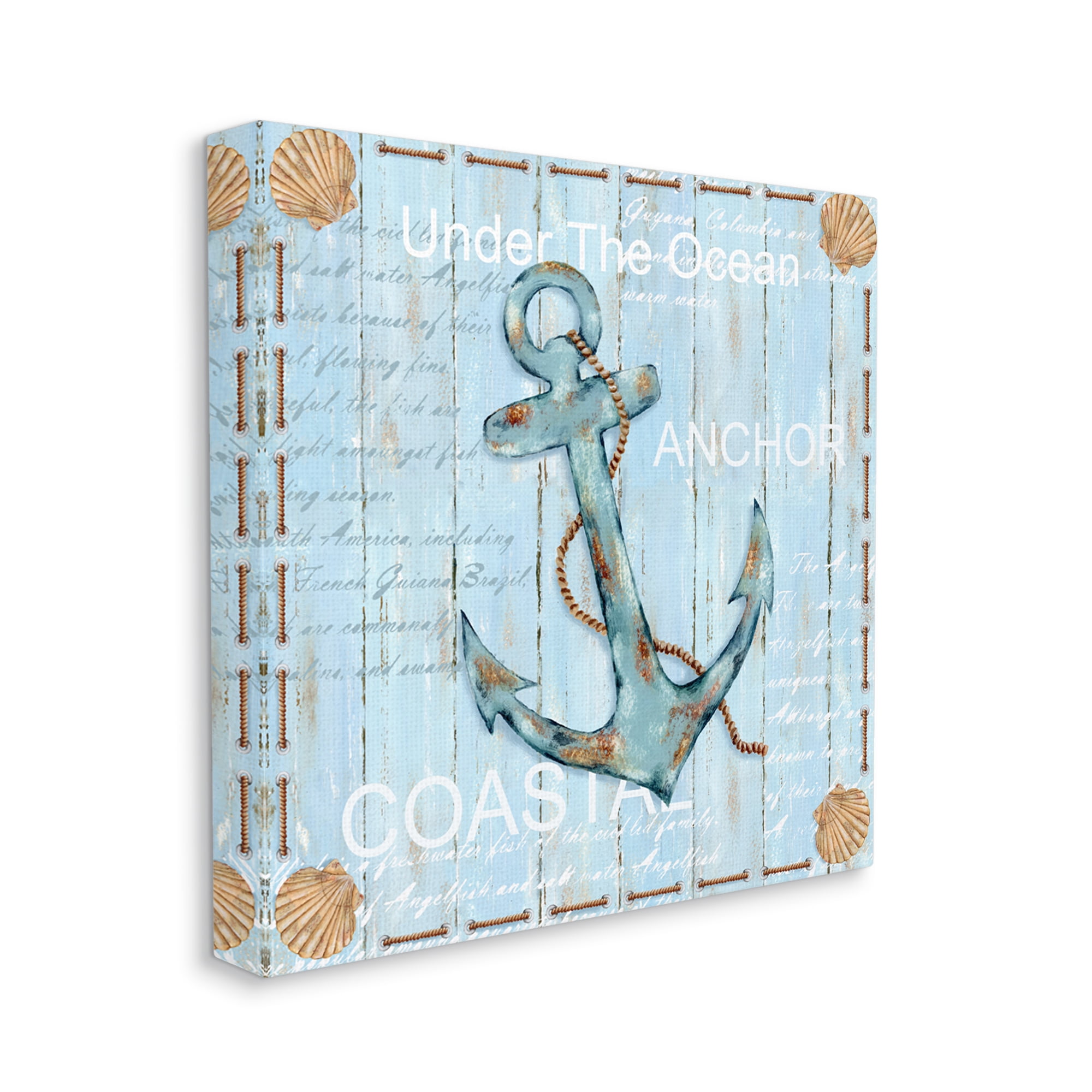 Stupell Industries Blue Maritime Anchor Inspirational Painting Gallery Wrapped Canvas Print Wall Art, 17 x 17