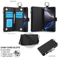 thumbnail image 2 of Dteck Wallet Bag Case for iPhone 13 Pro,Magnetic Leather Wallet Case with RFID Blocking Card Holder Multi-Function Stylish Ring Zipper Purse Cover with Shoulder Strap/Wrist Strap,Black, 2 of 7