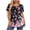 Pink, variant on Feancey Womens Plus Size Tops 2026 Summer Short Sleeve Pleated Blouses Crew Neck Casual Floral Print T-Shirts Loose Fit Dressy Tee Shirt Black L
