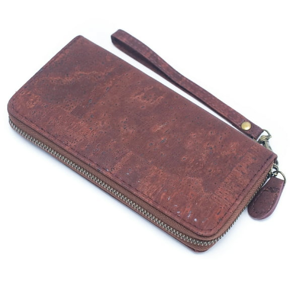 Handmade Cork Brown zipper wallet, 100% Cork Lightweight durable, natural vegan organic sustainable Eco friendly gift