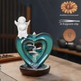 thumbnail image 3 of Love Angel Reverse Flow Incense Burner Waterfall Burner Aromatherapy Decoration, Zen Decoration, Home Decoration, Room Decoration+Counter Flow Incense Cone, Tweezers, mat (3-Piece Set) (green1), 3 of 7