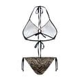 thumbnail image 2 of chaqlin Women's Halter Neck Two Piece Bikini Set - Leopard Zebra Mixed Animal Print - Sexy Tie Side Swimsuit for Beach Vacation & Pool Party, 2 of 9