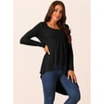 thumbnail image 2 of DARING DIVA Women's High Low Hem Long Sleeve Blouses L Black, 2 of 6