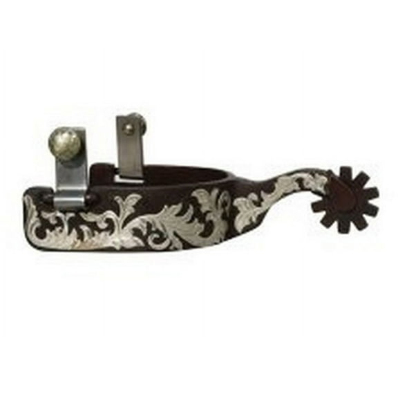 Professional's Choice Bob Avila Western Floral Engraved Spurs - 2 1/4"-2 1/2" Medium Shank, 10-Point Rowel, 1" Band