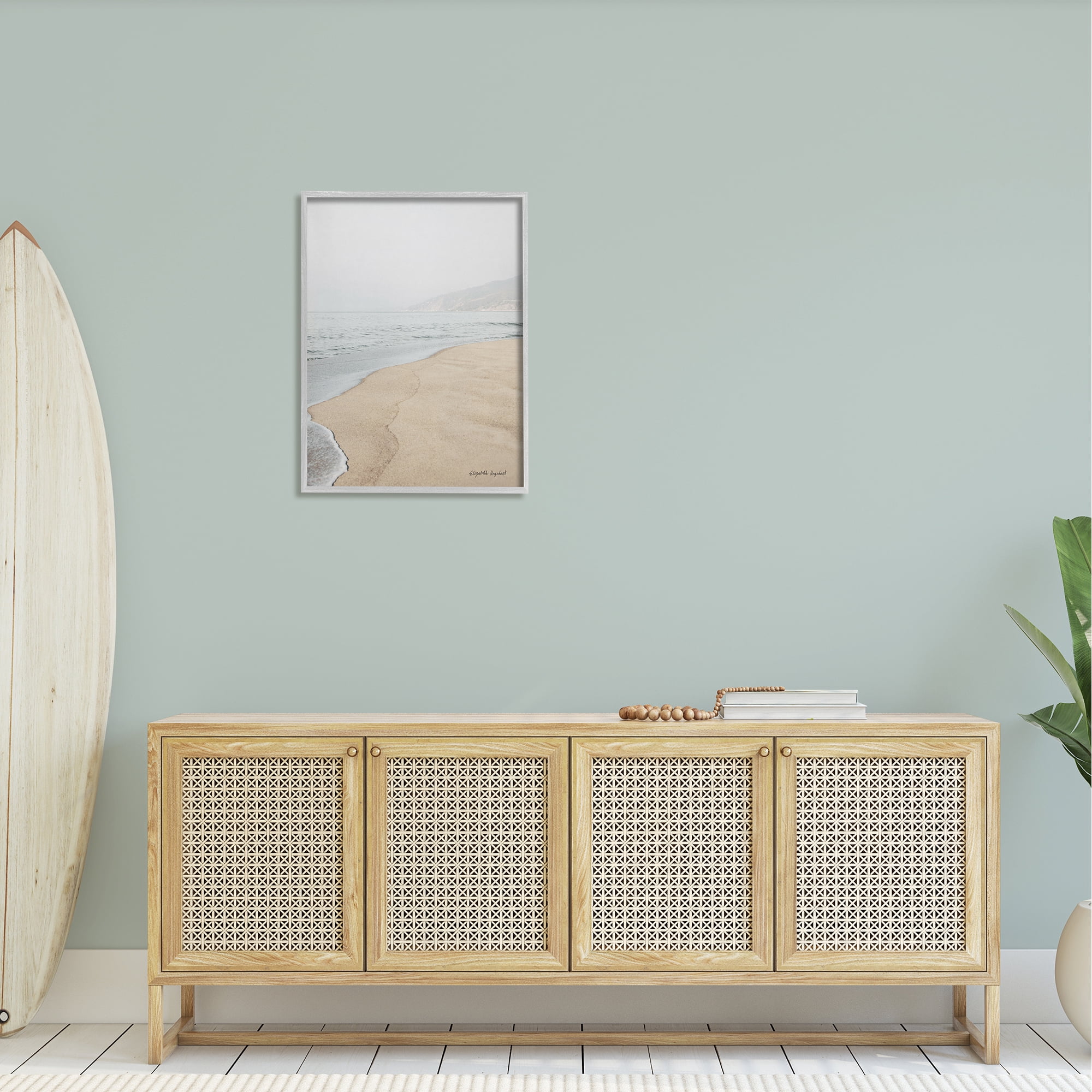 Stupell Industries Foggy Sky Beach Shoreline Landscape Illustration, 24 x 30, Design by Elizabeth Urquhart