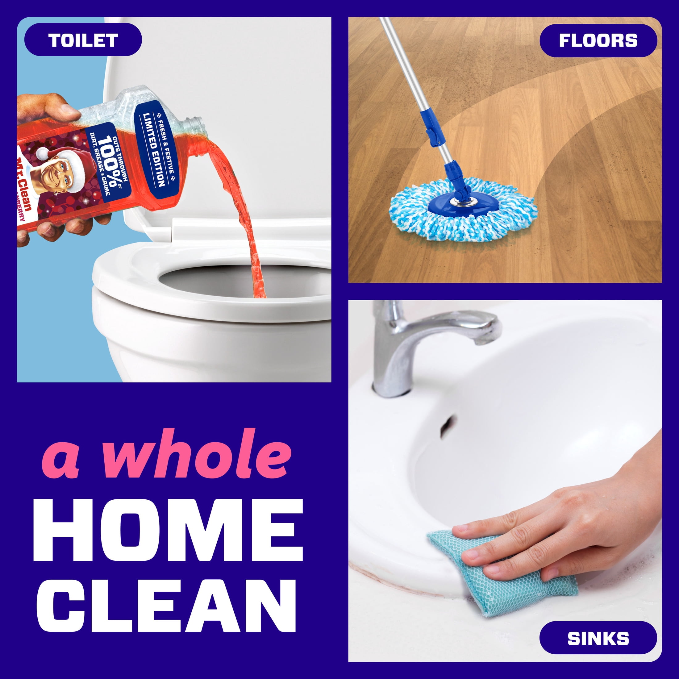 Mr. Clean All Purpose Cleaner, Floor Cleaner, Mop Soap, Cleaning Liquid, Frosted Cranberry, 41 fl oz