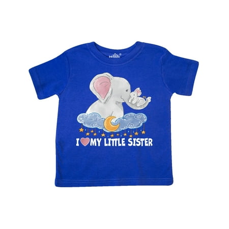 

Inktastic I Love My Little Sister Cute Elephants with Moon and Stars Gift Toddler Boy or Toddler Girl T-Shirt