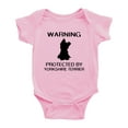 thumbnail image 1 of Warning: Protected by A Yorkshire Terrier Dog Funny Baby Rompers Bodysuit (Pink,0-3 Months), 1 of 5