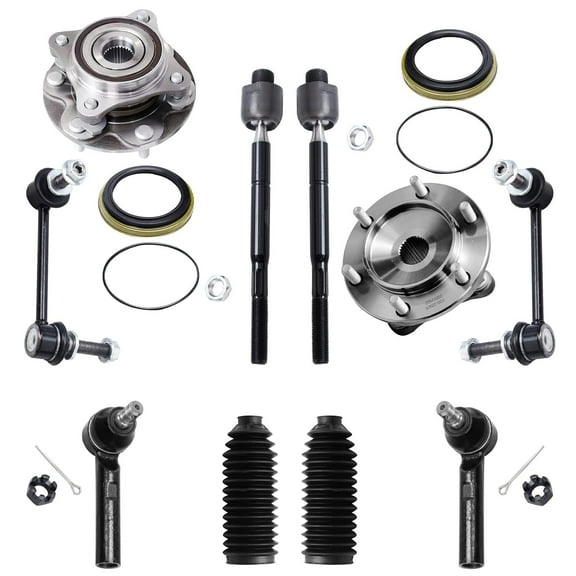 Detroit Axle - 4WD Front Wheel Bearing Hub Assembly   Inner & Outer Tie Rod End   Sway Bar Link Replacement for Toyota 4runner FJ Cruiser Lexus GX470 - 10pc Set