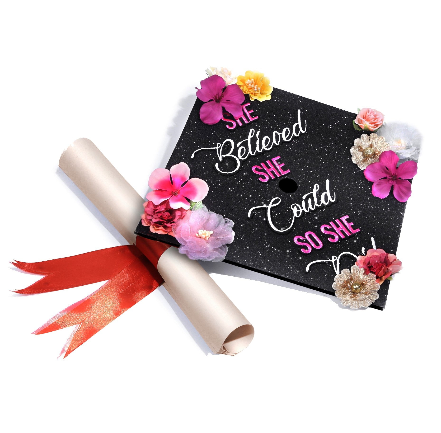Handmade Graduation Cap Topper, Graduation Cap Decorations, She Believe