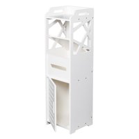 Ktaxon Modern 3-Tier Bathroom Cabinet Storage Cupboard Wooden Slim Shelf Cupboard,White