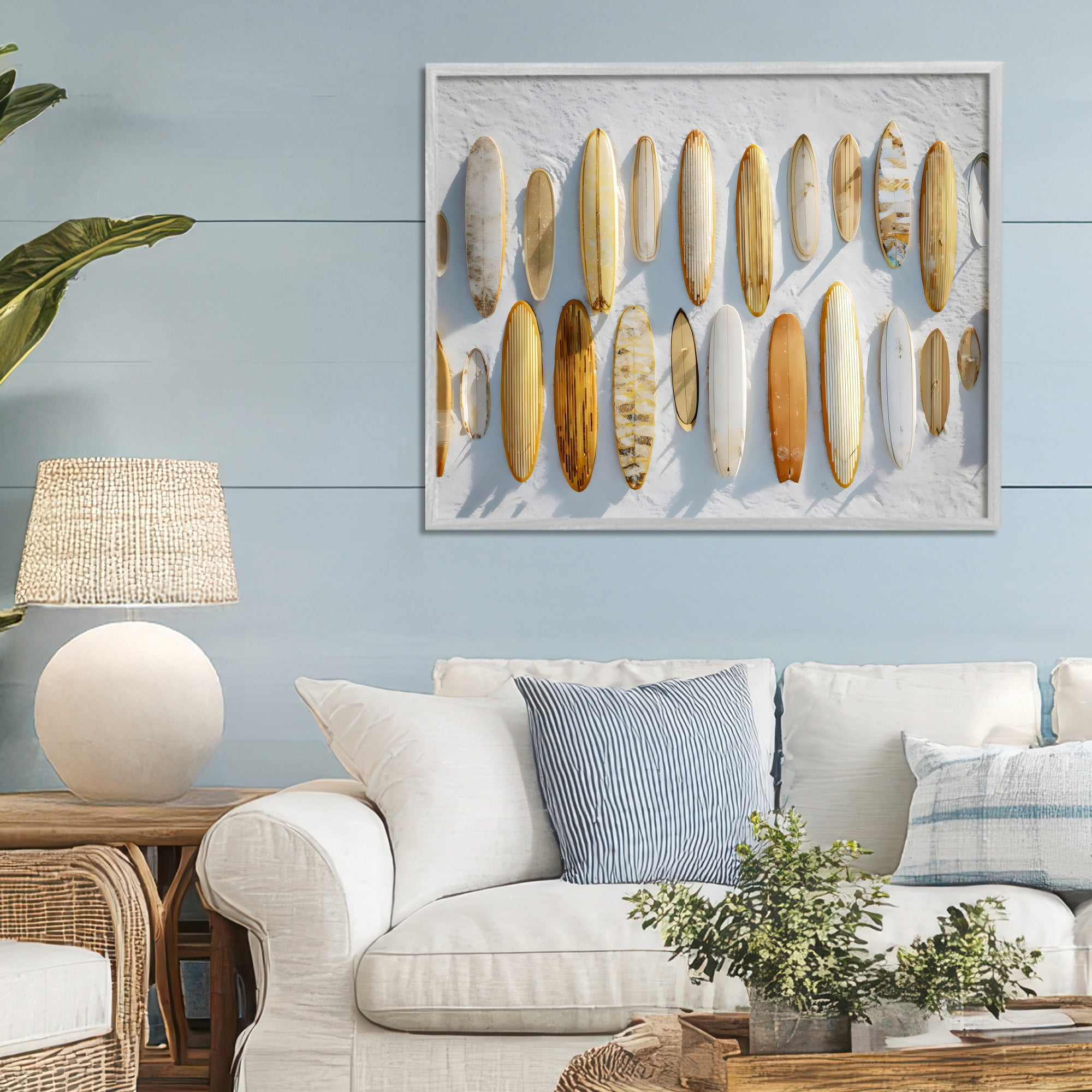 Stupell Industries Vintage Surfboard Collection Gray Framed Giclee Art, design by Franklyn Gregory