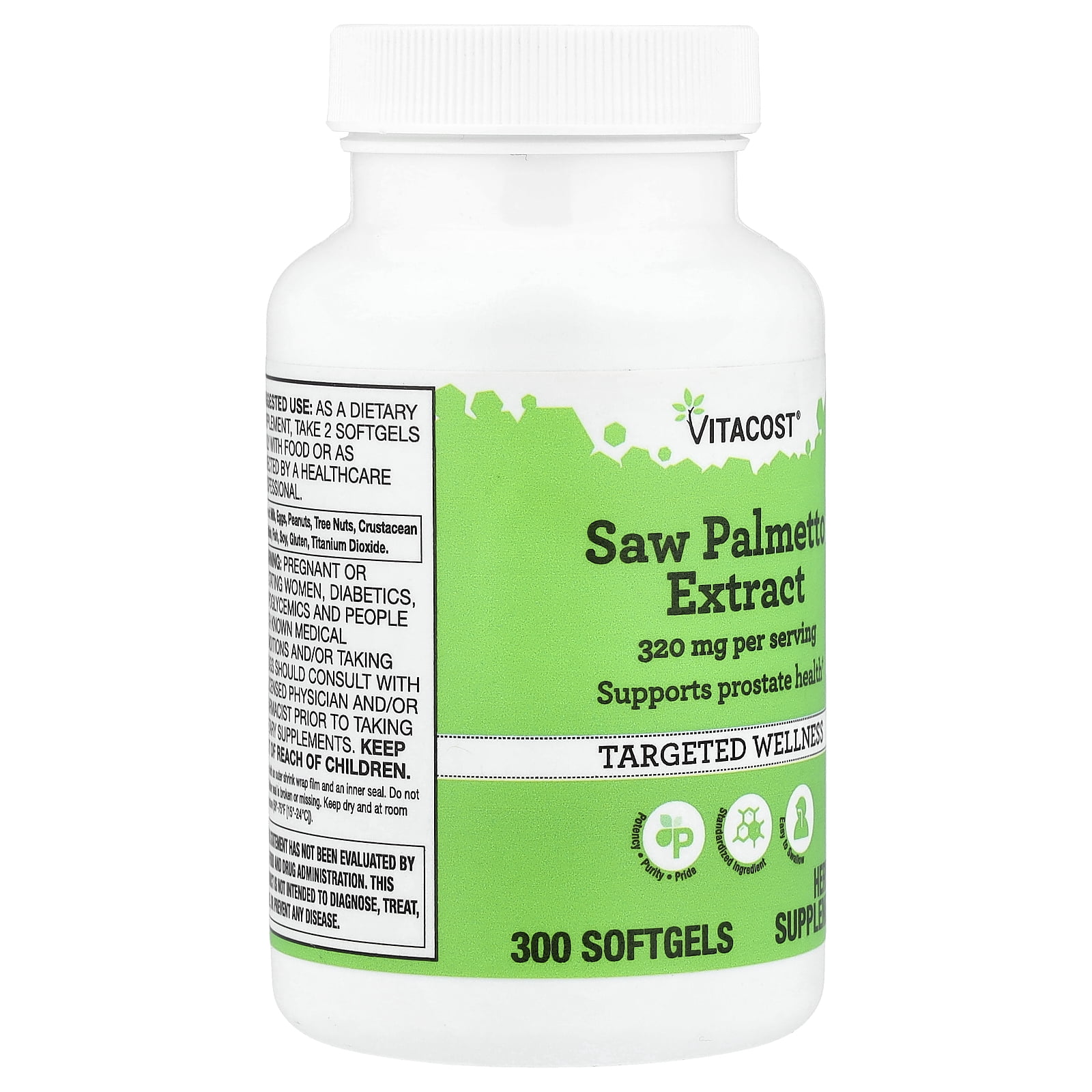 Vitacost Saw Palmetto Extract, 300 Softgels