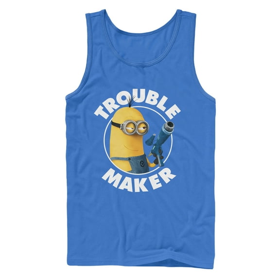 Men's Despicable Me Minion Trouble Maker  Tank Top Royal Blue Small