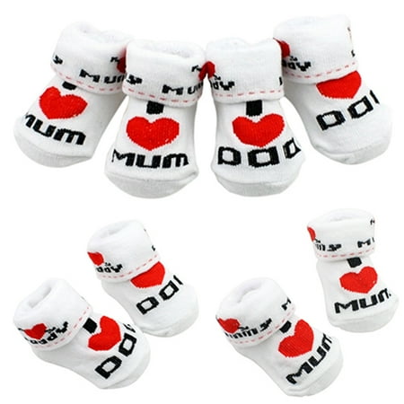

rygai Cute Baby Cotton Socks White I Love Mum/Dad 0-6 Months Newborn Infant Boys Girls I Love Mum