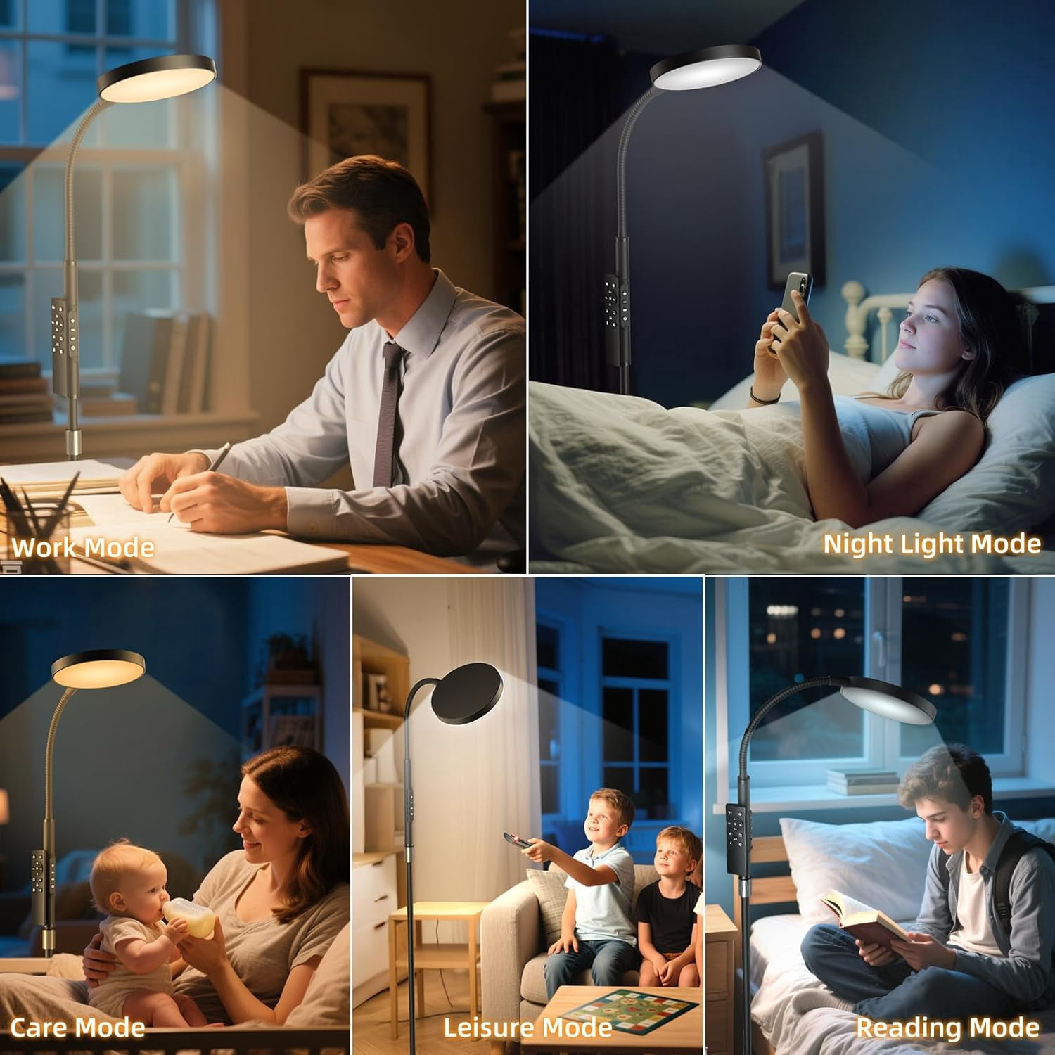 Floor Lamp, Adjustable Height Floor Lamps for Living Room Bedroom, 120 LED Super Bright Standing Lamp Remote & Touch Control Dimmable Gooseneck Tall Stand Reading Lamp for Office Craft, Gold