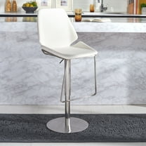 SAFAVIEH Pierro Gas Lift Bar Stool, White/Brushed Nickle (19 in. W x 22 in. D x 35/45 in. H)