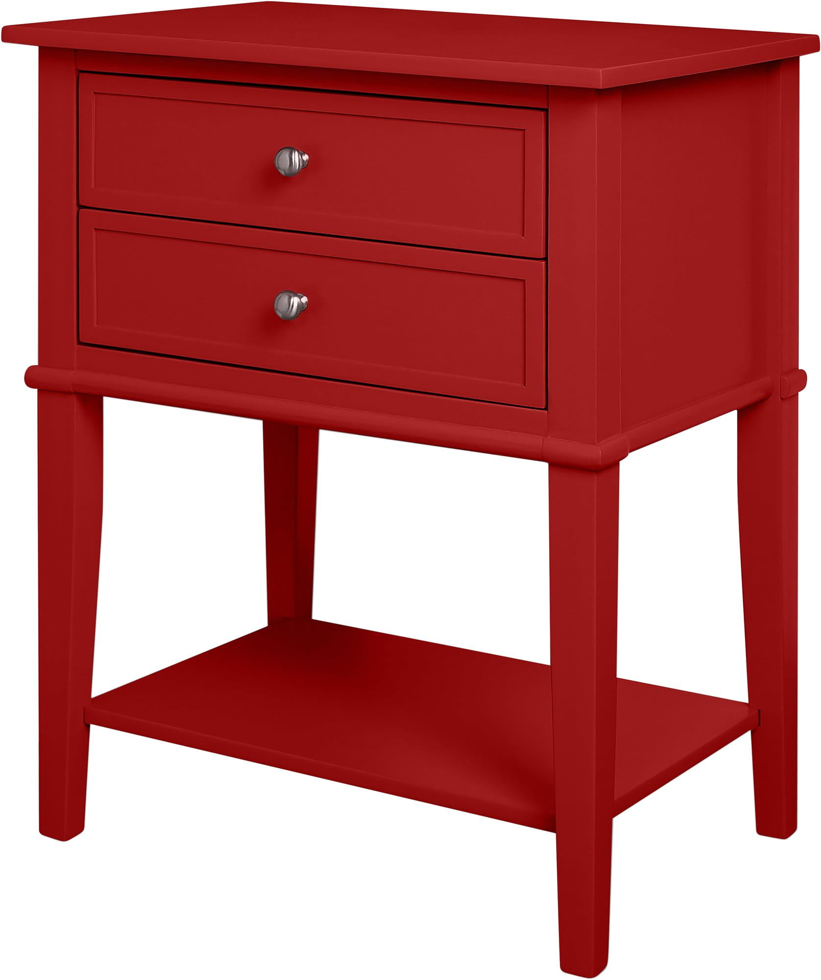 Desert Fields Eclectic Boho Accent Table with 2 Drawers Red