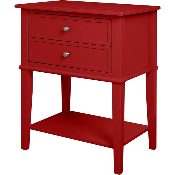 Ameriwood Home Franklin Accent Table with 2 Drawers, Red