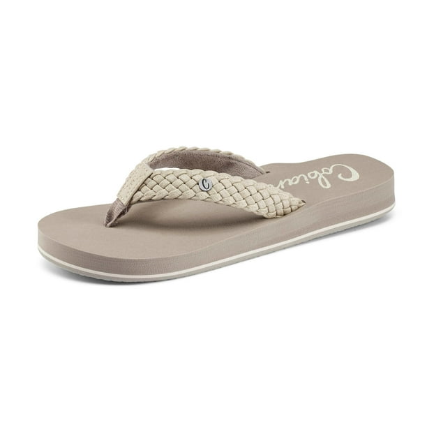 Sandalias Cobian Braided Bounce Flop para mujer, color crema, talla 9