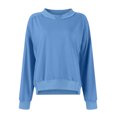 thumbnail image 3 of VBARHMQRT Sweatshirt for Women Winter Women's Round Neck Short Solid Color Hoodie, 3 of 5