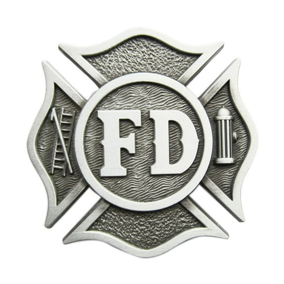 Antique Brushed Silver Fire Fighter Dept Hero Belt Buckle