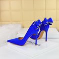 thumbnail image 3 of Zapatos de mujer de tacón alto con plataforma, de boca baja, delgados, para banquetes, con punta hueca, con diamantes de agua y lazo en la espalda, para bodas y novias, 3 of 5