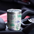 thumbnail image 4 of 30oz Blue Green Dinosaurs Geometric Pattern Tumblers Stainless Steel Tumbler with Lid and Straw,Vacuum Insulated Double Wall Travel Tumbler Cups Mug with Cleaning Brush for Coffee,Tea, 4 of 7