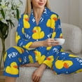 thumbnail image 6 of Pajama Sets for Women 2 Pcs, Game Style Cute Duck Button Down Long Sleeve Sleepwear Lounge PJ Sets, 6 of 6