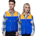 thumbnail image 1 of TOPTIE Reflective Working Vest with 4 Pockets Color Block Zipper Front High Visibility with Reflective Strips-Royal Blue-L, 1 of 6