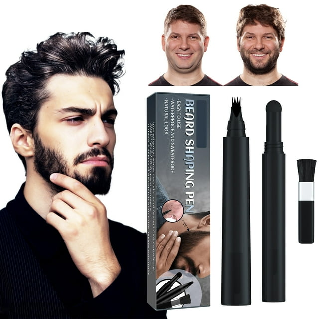 Ensemble de Stylos de Coiffure pour Barbe avec Brosse, Solution Longue Durée Résistante à la Transpiration, Finition Naturelle, Améliore Efficacement les Poils du Visage, Équipement de Beauté
